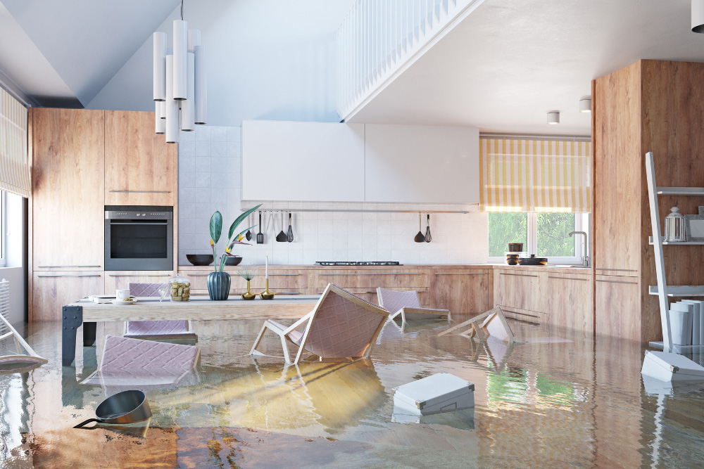 Customer in need of flood restoration services near Moreno Valley CA for kitchen.